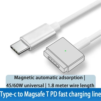 Typ-C na Magsafe 1/2/3 dátový kábel 60W napájací rýchle nabíjanie nabíjací kábel s indikátor Magnetická príťažlivosť PD Dátový kábel