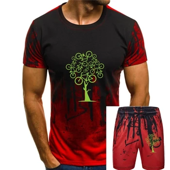 Umelecký Obraz Zelený Bicykel Strom T Shirt Pre Mužov Slim Fit Swag Plus Veľkosť Tee Camiseta Vianočný Darček-Tričko Bavlnené Tkaniny