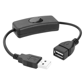 USB Kábel Mužov a Žien Prepínač NA VYPNUTIE Kábel Prepnúť LED Lampa Napájanie 28 cm Line Čierna Elektronika Dátum Prevod Adaptér