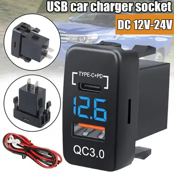 USB Nabíjačka do Auta Zásuvka 12V-24V Typ-C PD QC3.0 Port Voltmeter Dual USB Rozhranie pre Digitálny Displej Pre RVS Motocykel, Auto