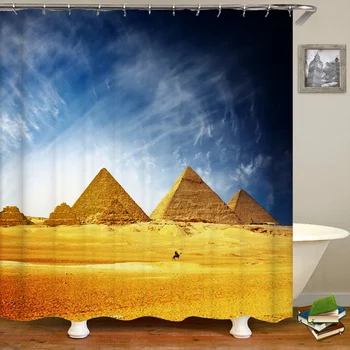 V starovekom Egypte Pyramídy Sprchové Závesy Kúpeľňa Opony Púštnej krajiny Frabic Nepremokavé Polyesterové Vaňa Opony Domáce Dekorácie