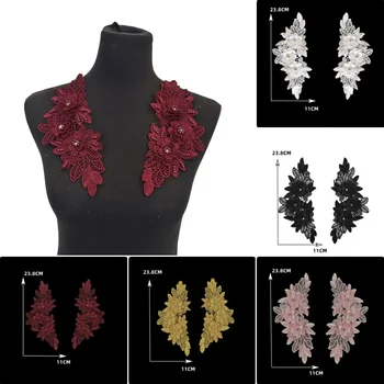 Veľkoobchodný predaj 1-10 kusov rovnakej polyester výšivky na nechty, perličiek vydlabaných čipky DIY šité dekoratívne oblečenie