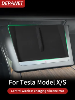 Vhodné pre 2023 Tesla modelX/S ústredným kontrolným a bezdrôtové nabíjanie silikónové podložky protišmykové podložky úložný box úprava accessori