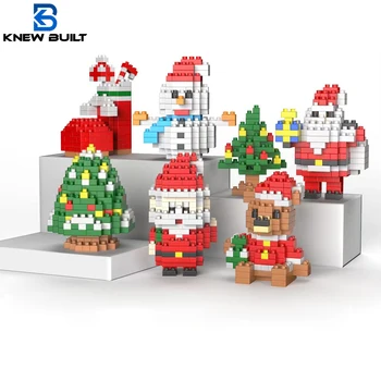Vianočné Darčeky Santa Claus Stromček Ponožky Medveď Snehuliak 3D Model Budovy Blokov Hračky štedrý deň Puzzle Montáž Micro Mini Tehla