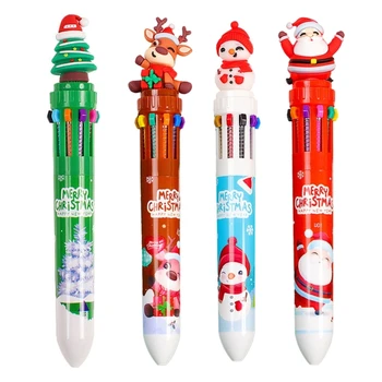 Vianočné Guľôčkové Pero 10-Farby-v-1 Multicolor Pero na Vianočné Pančuchy Stuffer Vianočný Večierok Prospech Dodávky N58E