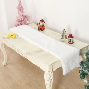 Vianočný Obrus Obdĺžnik Vianočný Stôl Runner Z Umelej Kožušiny Textílie Tablelinen Jedálenský Strany Kabinetu Polica Zhromaždenie