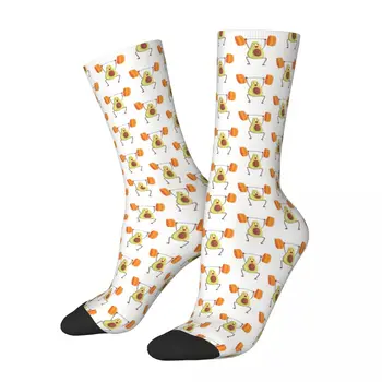 Vintage Avokádo Vzpierania S Činku pánske Ponožky Ovocie Potraviny Unisex Street Style Bezšvíkové Vytlačené Blázon Posádky Ponožky Darček