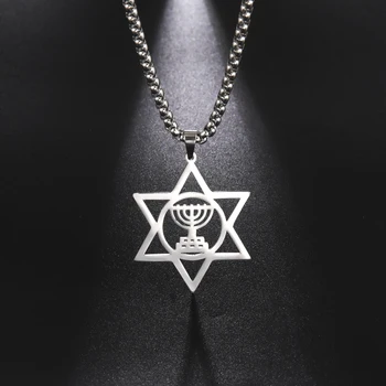 Vintage Hexagram Menorah Prívesky, Náhrdelníky Z Nehrdzavejúcej Ocele Hviezda David Box Retiazky Náhrdelníky Ženy Muži Židovského Amulet Šperky
