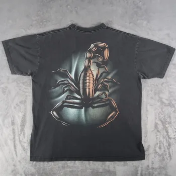 Vintage Scorpion T-Shirt Sz XL Vyblednuté Čierne Tričko Grunge Cyper Goth Emo Zvierat Mall