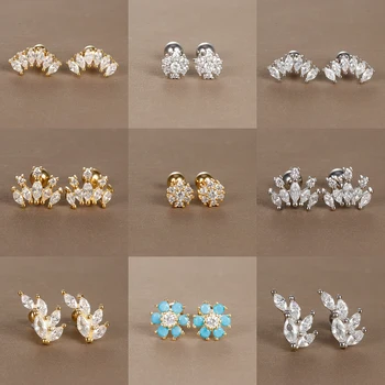 Vintage Zlatá Farba Á z Nehrdzavejúcej Ocele Gombíky, Náušnice pre Ženy Mini Cubic Zirconia Tragus Piercing, Náušnice Šperky Veľkoobchod