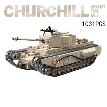 Vojenské Tehly WW2 Británie Churchill MK1 Nádrž Batisbricks Stavať Blok Vozidla Svetových Vojen, Anglicko Armády Údaje Hračky Pre Chlapca Darček