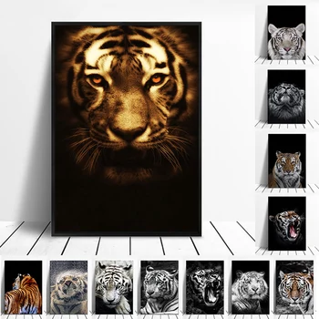 Voľne žijúcich Zvierat Afriky Obrázok Vytlačí Tiger Diamond Obrazy Nordic štýl Čierna Biela plný diamond výšivky Wall Art ZP-3605