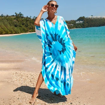 Voľné Kaftan tvaru plavky zakryť Iny Kvetinový Tlač Plážové Oblečenie pre Ženy