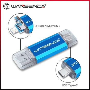 WANSENDA OTG USB Flash 3 V 1 s rozhraním USB 3.0 a Typ C & Micro USB Pero Disku 512 gb diskom 256 GB 128 GB 64 GB 32 GB Vysoká Rýchlosť kl ' úč