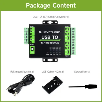 Waveshare Priemyselné, Izolované USB Na RS485/422 Converter, Pôvodný FT4232HL Čip, Podporuje USB 2-Ch RS485 + 2-Ch RS485/422
