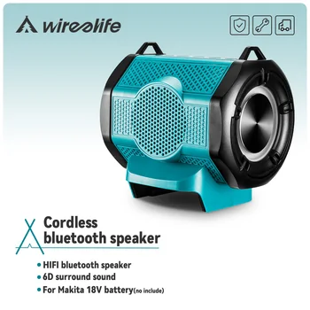 Wireelife Bezdrôtový Bluetooth Reproduktor MT007 Vonku 6D Priestorový Zvuk zapnutý Reproduktor, Zosilňovač Pre Prenosné Makita Batérie 18V