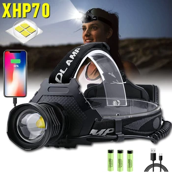 XHP70 High Power LED Svetlomet USB Nabíjateľné Zoom Hlave Svietidla, Super Svetlé Svetlometu 18650 Nepremokavé Outdoor Camping Beží