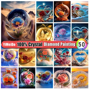 YiMeiDo 100% Krištáľovo Diamond Maľovanie Láska Scenérie Diamond Mozaiky ruže Kvet Umenie Drahokamu Výšivky Maľovanie Domova Darček