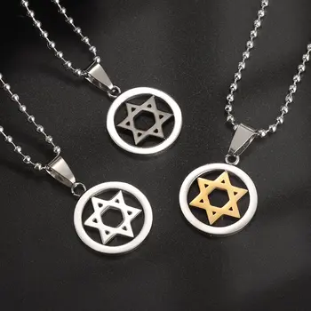 Z nehrdzavejúcej Ocele Izraelské Židovská Hviezda David Prívesok Hexagram Štít David Náhrdelník Mužov Jeruzalema Amulet Šperky