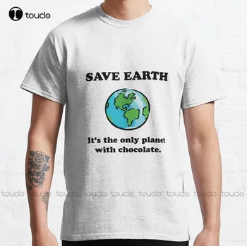 Zachrániť Zem Čokoláda Len Jedna Zem Klasické T-Tričko Pánske Košele Bežné Bavlna Vonkajší Jednoduché Vintag Bežné Tee Košele Xs-5Xl Nové