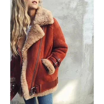 Zahustiť Vlna Teplý Kabát Dámy Jeseň Zima Slim Bunda Faux Kožené Módne Trendy Oblečenie pre Ženy, Bundy Bežné Streetwear