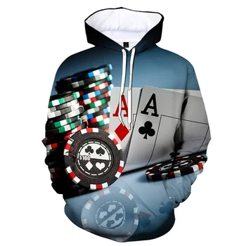 Zábavné Hry Poker 3D Tlač Hoodies Pre Mužov Hip Hop, Mikiny Voľné Pohodlné Topy Jeseň Dlhé Rukávy s Kapucňou, Jesenné Plášte