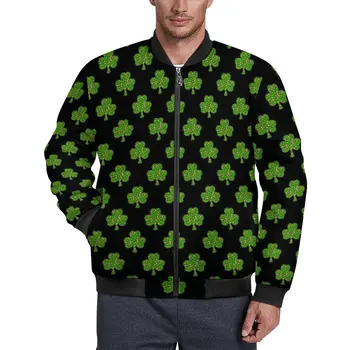 Írska Ďatelina Vesty Zelenej Listovej Tlač Vetru Jeseň Coats Muž Vintage Bežné Bunda Dizajn Vrchné Oblečenie Veľká Veľkosť Vetrolam