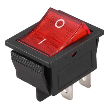 Červené Svetlo Osvetlené 4 Pin DPST zapne/VYPNE Modul v Kolískový Spínač 16A 20A 250V AC