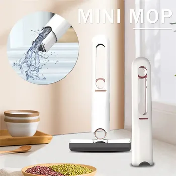 Čistiace prostriedky Mini Squeeze Mop Sklo Čistenie Mp Prenosné Krátke Mop pre Kúpeľne, Kuchyne Plochu Kúpeľne, Kuchyne Nástroj