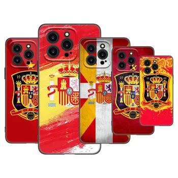 Španielsko španielske Vlajky Telefón puzdro Pre Apple iPhone 13 12 Mini 11 Pro XS Max X XR 8 7 6 6 Plus SE 2020 5S 5 Mäkké TPU Kryt Čierny