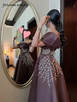 Šťastie Večer Elegantný Retro Crystal Korálkové Loď Krku A-Linka Na Mieru Formálne Príležitosti Prom Šaty Večerné Party Šaty