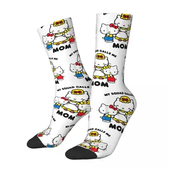 Šťastný, Vtipný Muž Mužov Bežné Ponožky Hello Kitty Mama Družstvo Ponožka Polyester Vysoko Kvalitné dámske Ponožky Jar Leto Jeseň Zima
