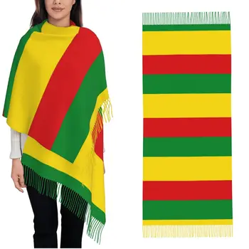 Ženské Šatku s Strapec Reggae Rastafariho Vlajka Rasta Veľké Zime Teplý Šál a Zábal na Denné Nosenie, Cashmere Šatku