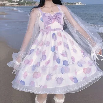 【 Hlboké More Príbeh] vyzýva Originálne Sladké Letné Prímorské Šifón Shell Lolita Šaty JSK